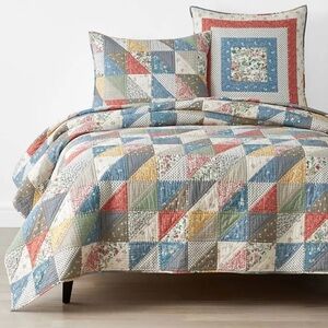 The Company Store Sophie Handcrafted Mixed-Print Quilted Sham Full Queen 90x92